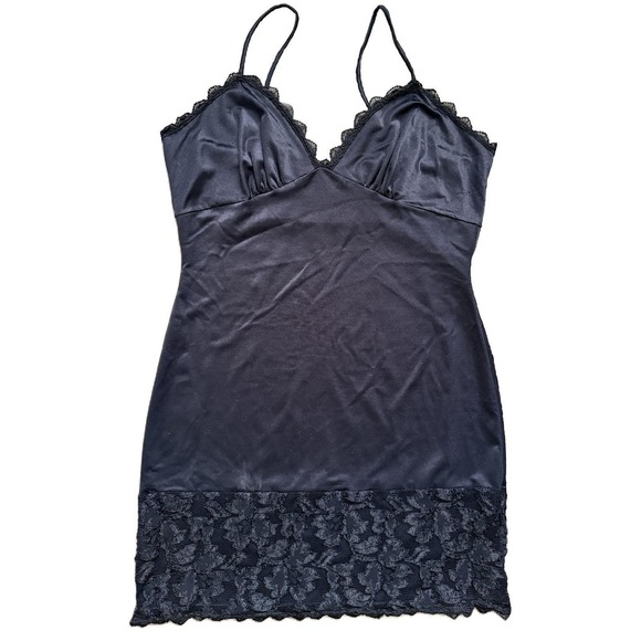 Frederick's of Hollywood Other - Vintage 80s 90s Frederick's of Hollywood Black Mini Slip Dress Lg USA Whimsigoth